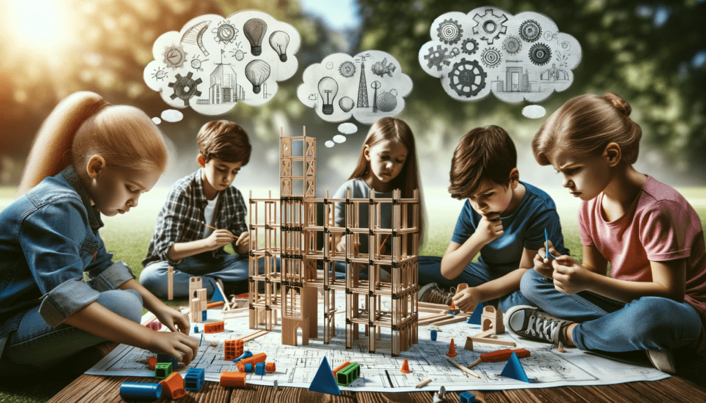 Image showing kids engaged in a fun building challenge.